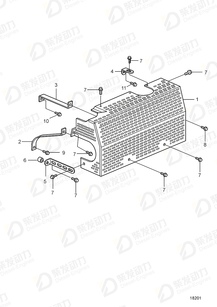 volvo penta Heat shield 3837490 Drawing
